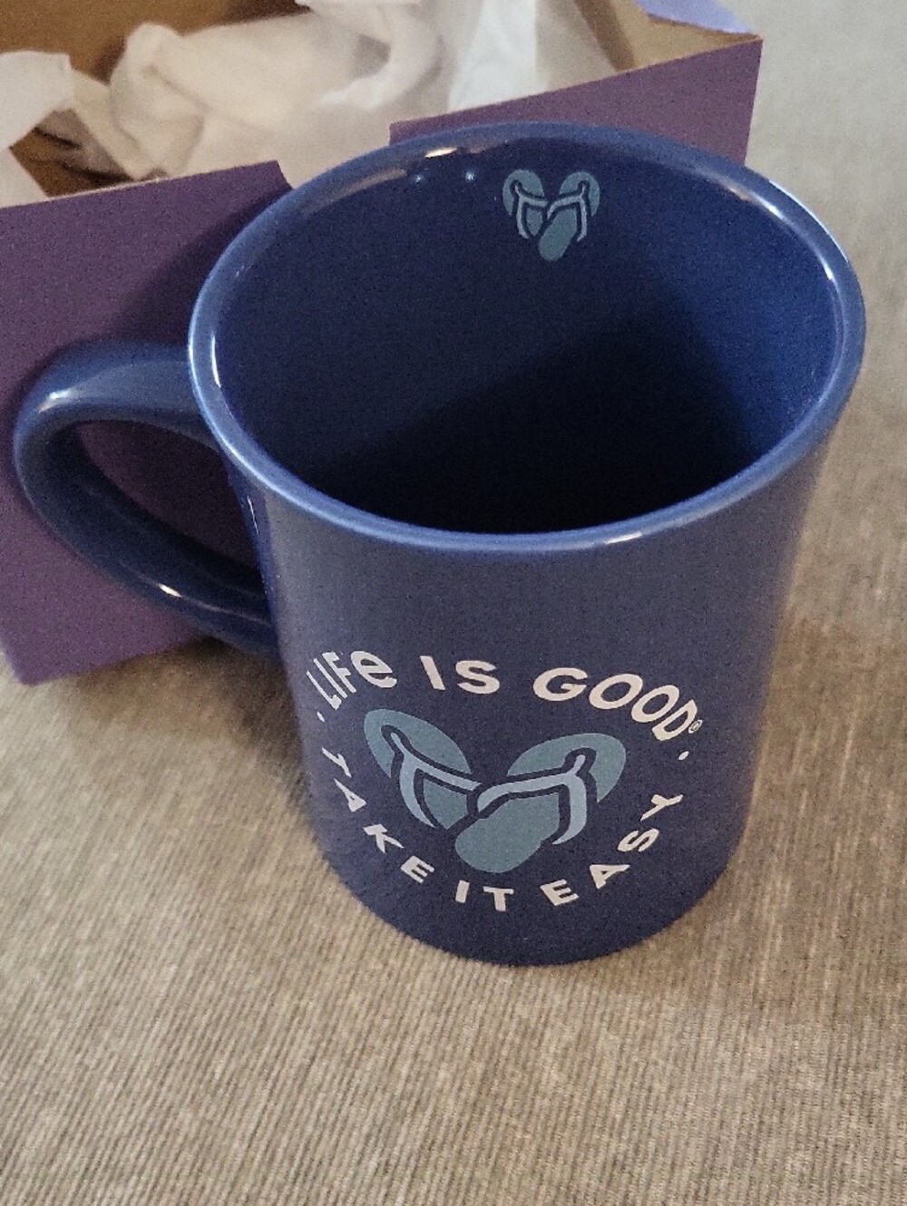Free With Purchase - Life Is Good Navy Blue Ceramic Mug with Light Blue Graphic - Picture 3 of 5